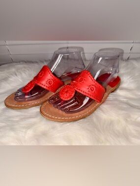 Jack Rogers Navajo Sandals Women’s Size 8 Coral Leather Slip On Flat